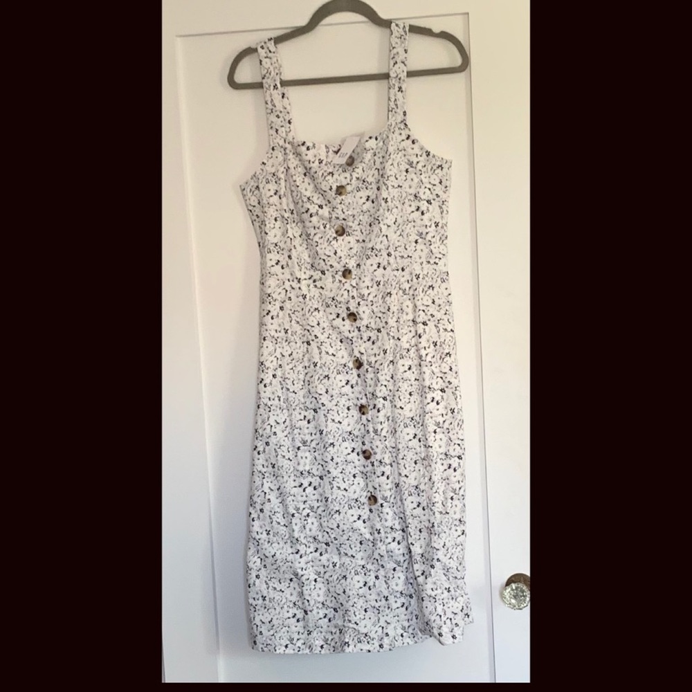 Black and White Floral Midi Dress